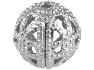 Boule ronde filigranée, 8 mm, Aluminium Anodisé Argenté, sachet  de 10 - Image Standard - 1