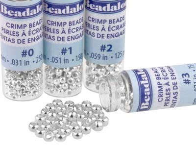 Perles à écraser Beadalon, tailles : 0,1,2 et 3, Argenté. Pack de 4 tubes
