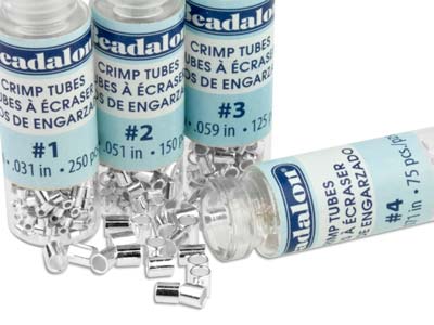 Perles à écraser Beadalon, tailles : 1 ,2, 3 et 4, Argenté*. Pack de 4 tubes - Image Standard - 1