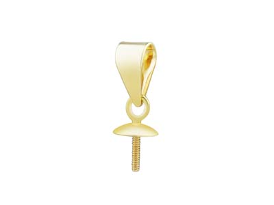 Bélière pour perle avec calotte 3 mm, tige filetée, Or jaune 9k - Image Standard - 1