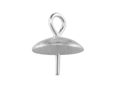 Bélière pour perle avec calotte 4 mm, tige lisse, Or gris 9k - Image Standard - 1