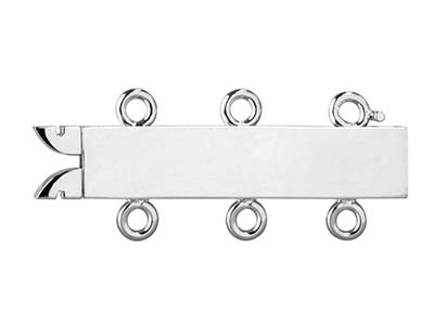 Fermoir Rectangulaire lisse 18 mm, 3 rangs, Or gris 18k. Réf.07116-3 bis - Image Standard - 2
