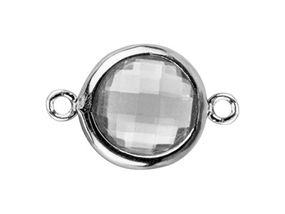 Entre-deux rond Zircone couleur Blanche 8 mm, anneaux alignés, Argent 925 - Image Standard - 1