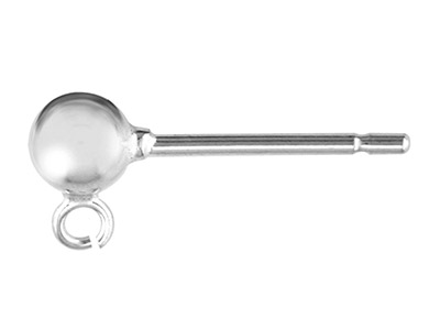 Tige Boule 3 mm avec anneau, Argent 925, sachet de 5 paires - Image Standard - 1