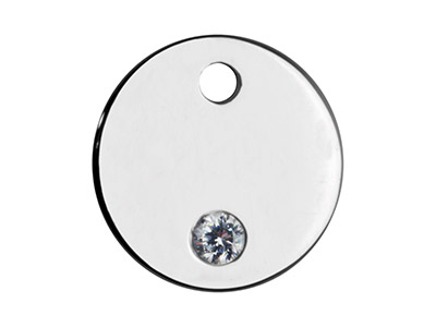 Ebauche pendentif Rond 10 mm avec Zircone, Argent 925