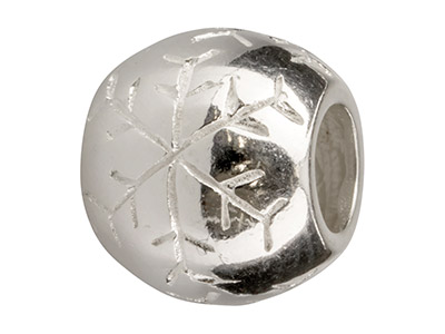 Charm boule motif Flocon de neige gravé, Argent 925 - Image Standard - 1