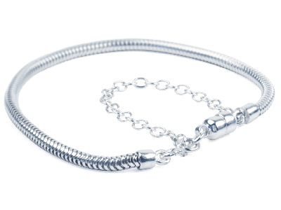 Bracelet pour charms, maille Serpent 3 mm, fermoir magnétique, 19 cm, Argent 925 - Image Standard - 1