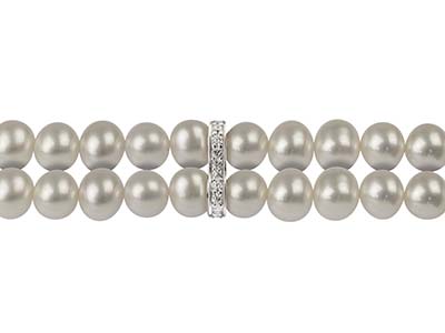 Intercalaire double pour perles 7 x 13 mm , Argent 925 avec Zircones - Image Standard - 4