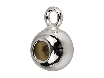 Boule darrêt 6 mm 2 trous avec anneau, coeur en silicone, Argent 925