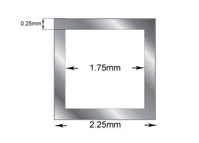 Tube carré 2,25 x 1,75 x 0,25 mm, Argent 925 - Image Standard - 2