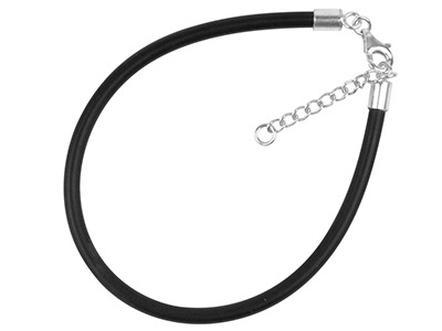 Bracelet en caoutchouc Noir 2,6 mm, pour perles fantaisie,  20 cm - Image Standard - 1