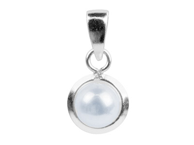 Pendentif Perle de culture blanche 6 mm, bélière Argent 925 - Image Standard - 1