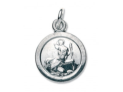 Médaille St Christophe ronde petit modèle, 9 mm, Argent 925
