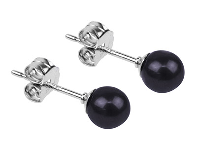 Boucles d'oreilles Perle de culture noire 4,5 mm, Argent 925 - Image Standard - 2
