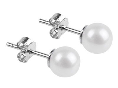 Boucles d'oreilles Perle de culture blanche 6 mm, Argent 925 - Image Standard - 2