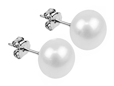 Boucles d'oreilles Perle de culture blanche 8-9 mm, Argent 925 - Image Standard - 2