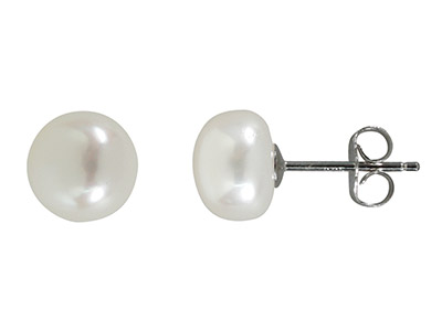 Boucles d'oreilles Perle de culture blanche 8-9 mm, Argent 925 - Image Standard - 3