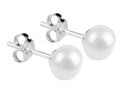Boucles d'oreilles Perle de culture blanche 7 mm, Argent 925 - Image Standard - 2