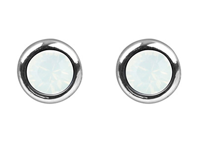 Boucles d'oreilles pierre de naissance Octobre, Cristal couleur opale blanc 4 mm, Argent 925 - Image Standard - 2