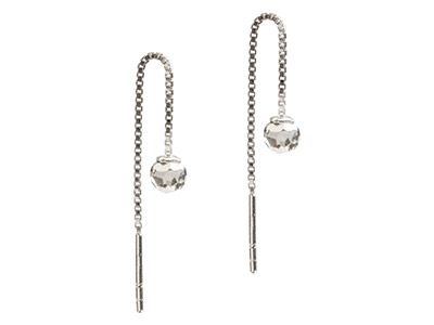 Boucles d'oreilles Chaîne et Boule de cristal, Argent 925 - Image Standard - 1