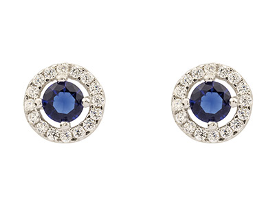 Boucles d'oreilles Zircones Bleus et transparents, Argent 925 - Image Standard - 1