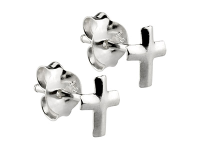 Boucles d'oreilles Petites Croix, Argent 925 - Image Standard - 2