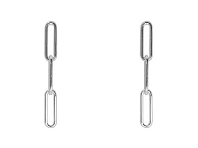 Boucles d'oreilles pendantes, larges maillons, Argent 925 - Image Standard - 2