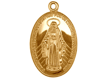 Médaille Vierge miraculeuse 11,40 x 18 mm, double face, Or jaune 9k - Image Standard - 1