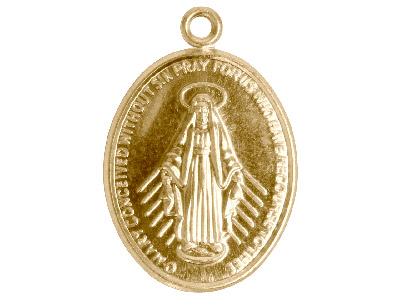 Médaille Vierge miraculeuse, double face, Or jaune 9k