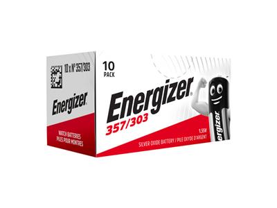 Pile Bouton 357 Oxyde dArgent, 1,55V, boîte de 10, Energizer