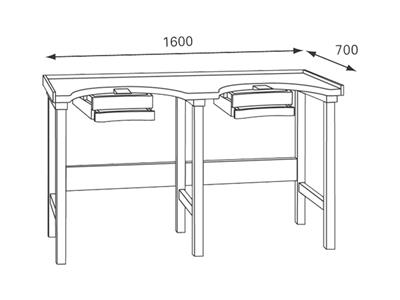 Etabli de bijoutier deux places, double tiroir central, en hêtre - Image Standard - 2