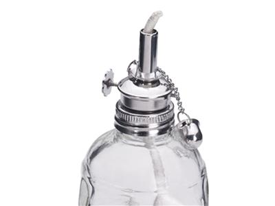 Lampe à alcool en verre 100  ml, avec mèche fine et bouchon inox - Image Standard - 2