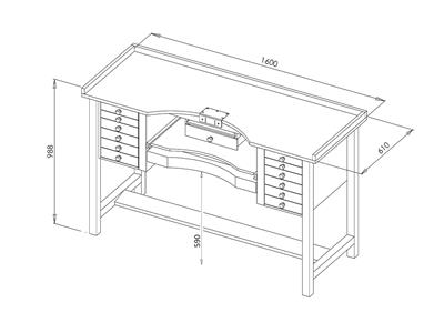 Etabli de bijoutier supérieur 1 place, 12 tiroirs, Durston - Image Standard - 5