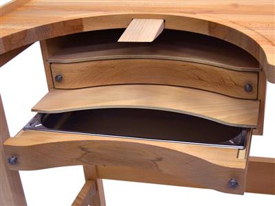 Etabli de bijoutier une place, double tiroir large, en hêtre - Image Standard - 2