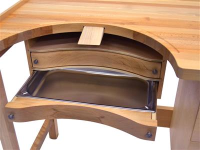 Etabli de bijoutier une place, tiroir à limailles et 4 tiroirs à latéraux, en hêtre - Image Standard - 2