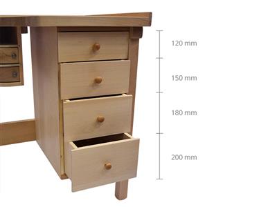 Etabli de bijoutier une place, tiroir à limailles et 4 tiroirs à latéraux, en hêtre - Image Standard - 3