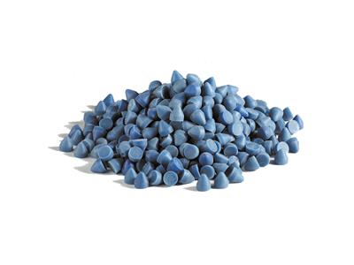 Abrasif plastique conique bleu pour tonneau à polir, Otec KO10, sac de 2 kg