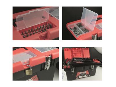 Boîte à outils, plastique noir et rouge, petit modèle, Mob - Image Standard - 3