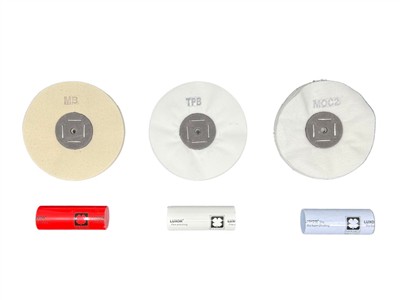 Kit polissage Or jaune, Or rouge et laiton, 3 pâtes et 3 disques, Luxor - Image Standard - 2