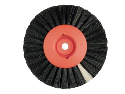 Brosse circulaire soie de  tching-king noire, droite, 4 rangs diamètre 80 mm centre plastique et bois, Hatho