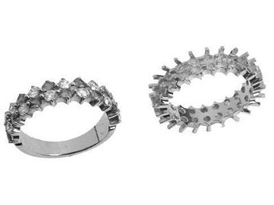 Alliance serti griffes multiples alignées 2 rangs, Or gris 18k Pd 13,5. Réf. 392 - Image Standard - 3