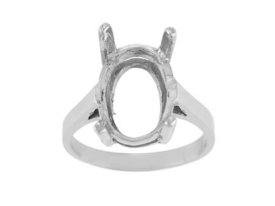 Bague serti 4 griffes pour pierre ovale de 14 x 10 mm, Or gris 800. Réf. 15371 - Image Standard - 2