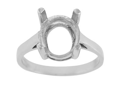 Bague serti 4 griffes pour pierre ovale de 12 x 10 mm, Or gris 800. Réf. 15370 - Image Standard - 2