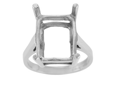 Bague serti 4 griffes pour pierre rectangle de 16 x 12 mm, Or gris 800. Réf. 15382 - Image Standard - 2