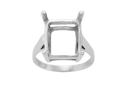 Bague serti 4 griffes pour pierre rectangle de 14 x 12 mm, Or gris 800. Réf. 15381 - Image Standard - 2