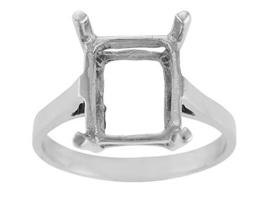 Bague serti 4 griffes pour pierre rectangle de 12 x 10 mm, Or gris 800. Réf. 15379 - Image Standard - 2