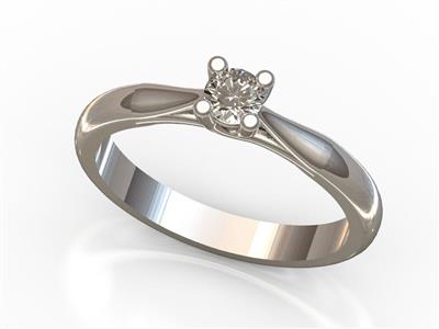 Solitaire 4 griffes croisées pour pierres de 3,8 mm, Or gris 18k, Doigt 53. Réf. 3420 - Image Standard - 2