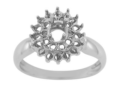 Bague à entourage, pierre centrale ronde 4,5 mm, Or gris 18k. Réf. 19403 - Image Standard - 2