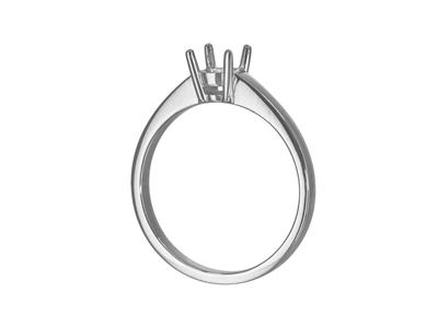 Solitaire 4 griffes pour pierre de 5 mm, corps plat, Or gris 18k Pd, doigt 70 - Image Standard - 3