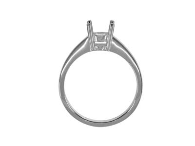 Solitaire 4 griffes pour pierre de 6,50 mm, corps plat, Or gris 18k Pd, doigt 60 - Image Standard - 2